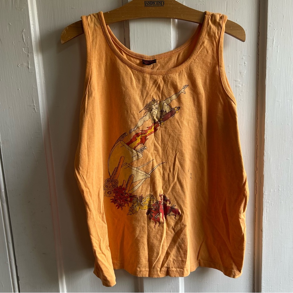 Orange Graphic Skateboarder Tank Top